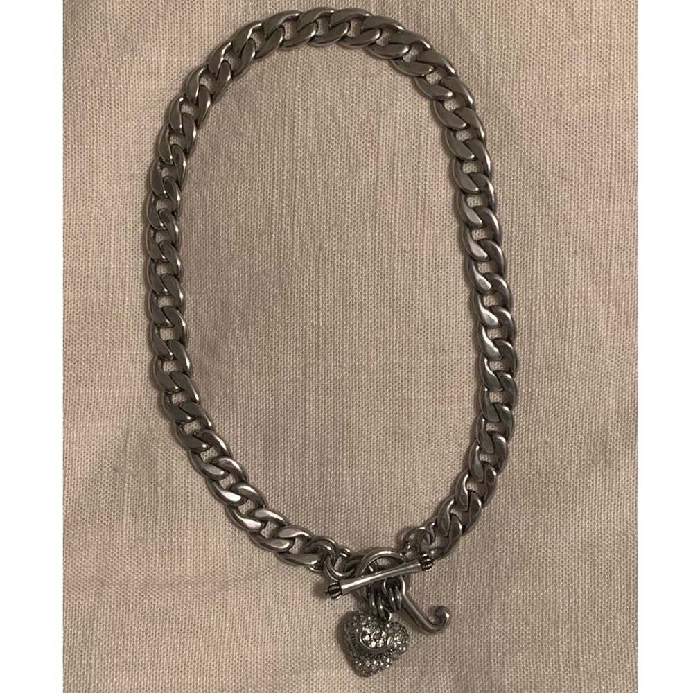 Juicy Couture silver chain link necklace w charms